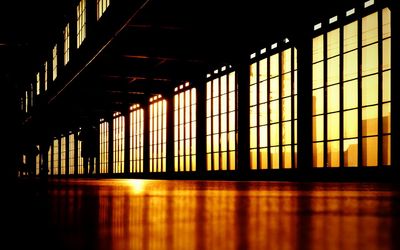 Interior of illuminated building