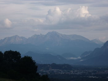 Scenic view of mountains against sky