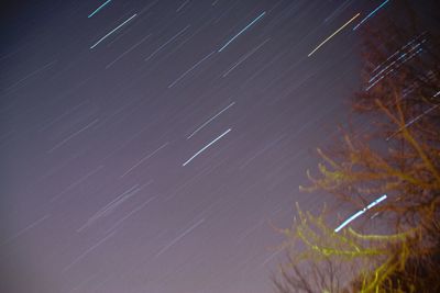 Low angle view of star trails