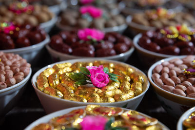 High angle view of food on table