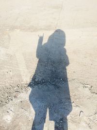 Shadow of person on the beach