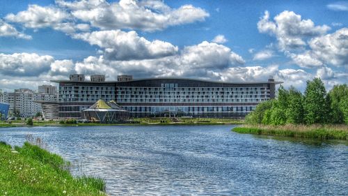 View of river against cloudy sky