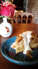 Close-up of dessert in plate on table