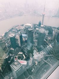 High angle view of buildings in city