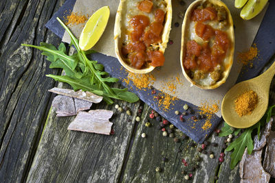 Close-up of food on paper