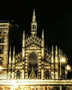 Low angle view of church at night