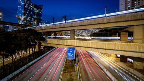 View of railroad tracks at night