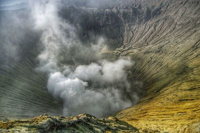 Aerial view of volcanic landscape