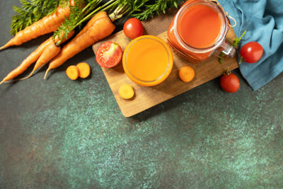 High angle view of food on table