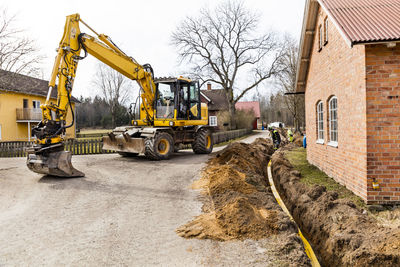 Earth mover on road