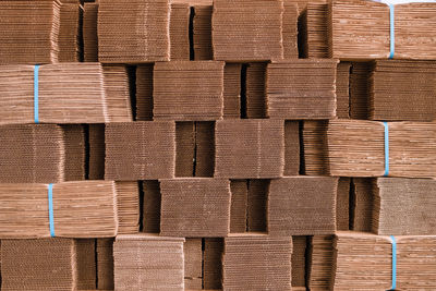 Full frame shot of stack of firewood