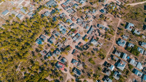 Aerial view of the zanzibar local settlement in mchangani area