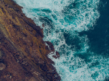 High angle view of sea waves