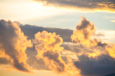 Low angle view of clouds in sky during sunset