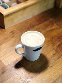 High angle view of coffee on table