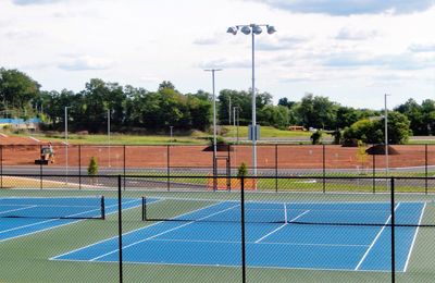 Basketball court on field