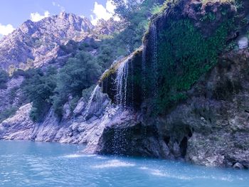 Scenic view of waterfall