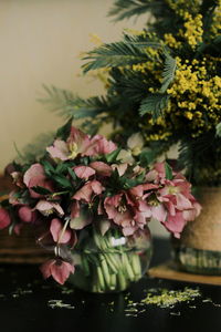 Close-up of flowers on table