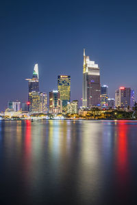 Illuminated city at night