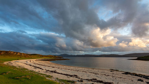 Scenic view of sea against cloudy sky