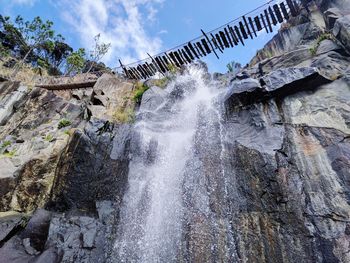 Low angle view of waterfall