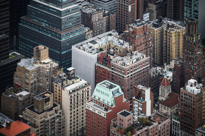 High angle view of buildings in city