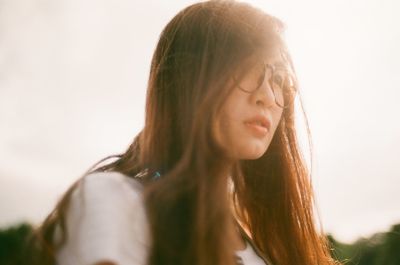 Close-up portrait of young woman