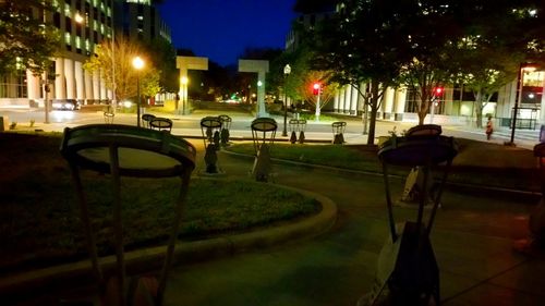Illuminated street light at night