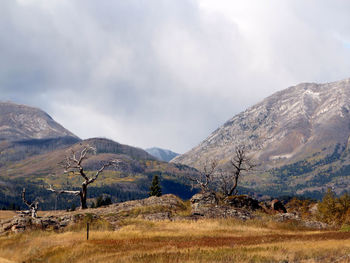 Scenic view of mountains against sky