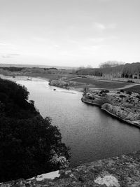 High angle view of river against sky