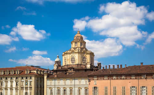 Low angle view of buildings against sky