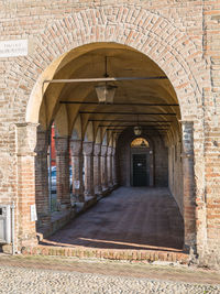 Archway, columns and colonnade in fontanellato in parma, italy.