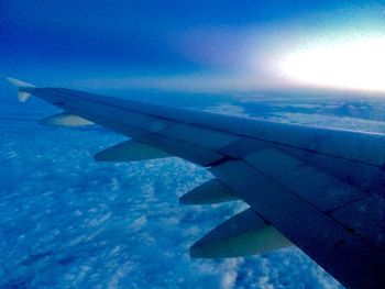 Cropped image of airplane flying over landscape