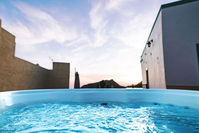 View of swimming pool in sea