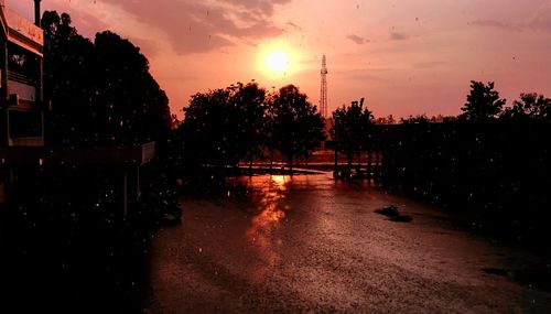 View of river at sunset