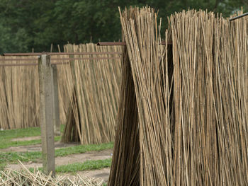 Wooden fence on field