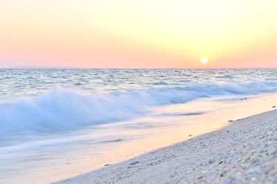 Scenic view of sea against sky during sunset