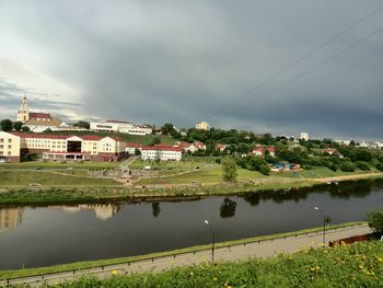 View of river against cloudy sky