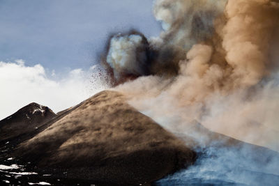 Aerial view of volcanic mountain