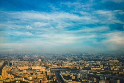 High angle view of city against sky