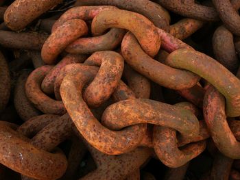 Close-up of rusty metal chain
