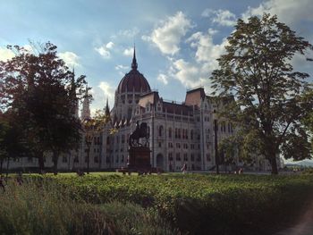 Hungarian parliament building against sky