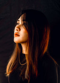 Close-up portrait of a beautiful young woman