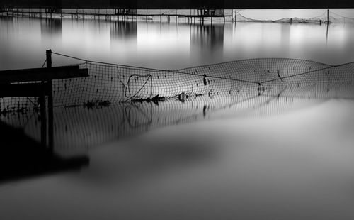 View of fishing net in lake