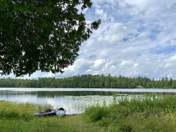 Scenic view of lake against sky