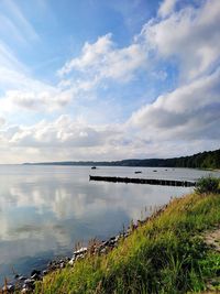 Scenic view of lake against sky