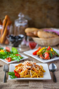 Close-up of food on cutting board