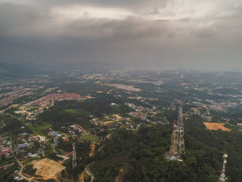 High angle view of townscape against sky