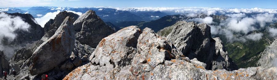 Panoramic view of mountains against sky