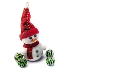 Christmas ornaments on snow